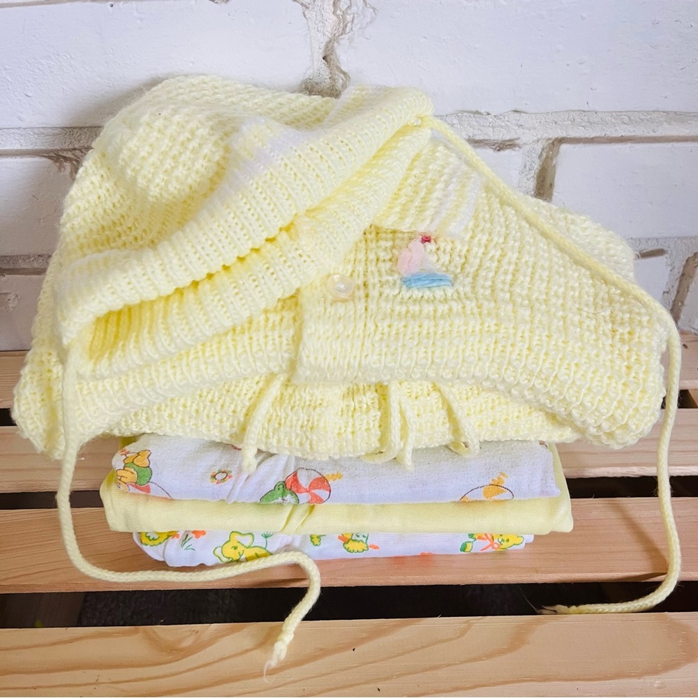 Vintage Newborn Clothes Bundle, Yellow for All
